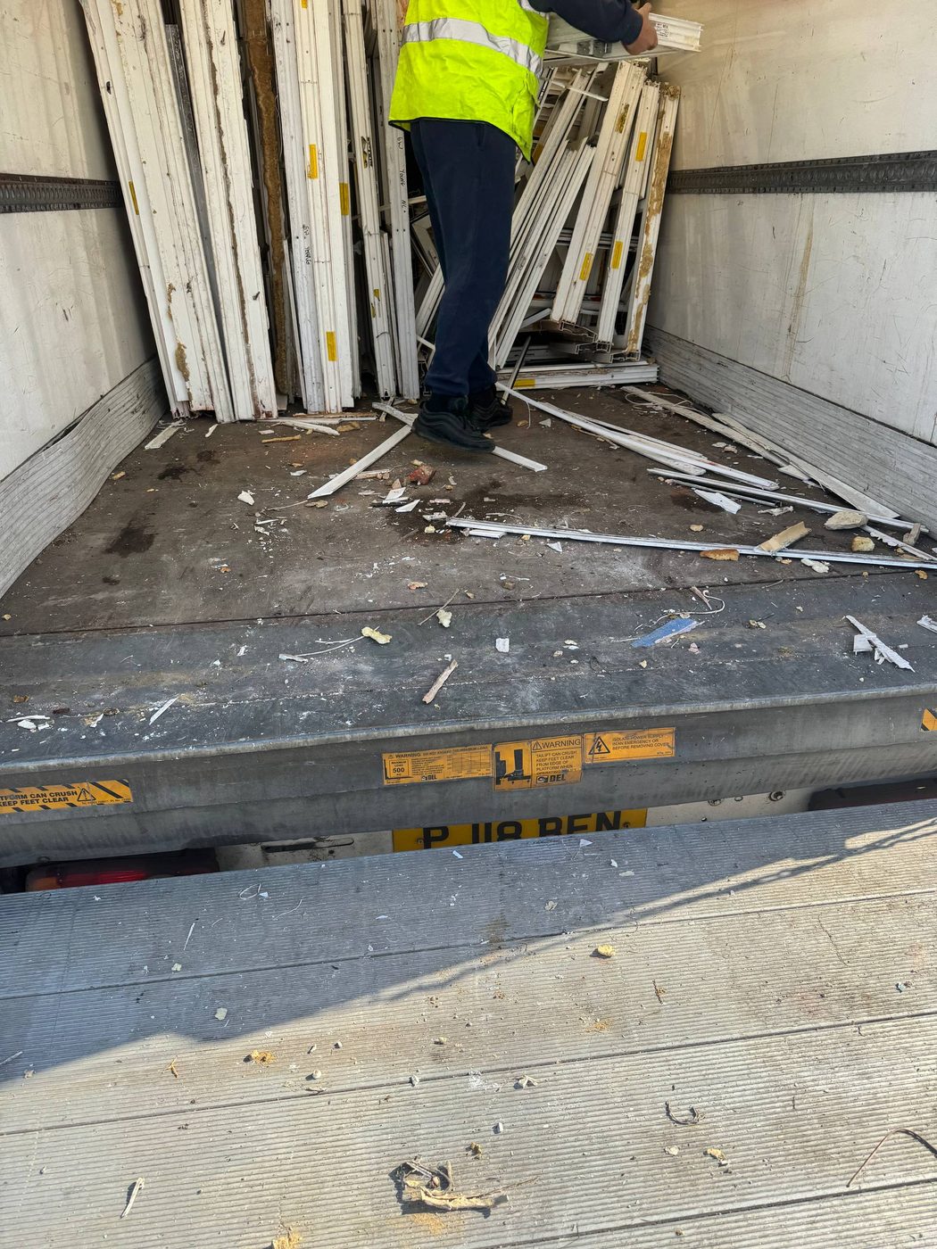 Frames being loaded into the PVC Recovery UK Luton van